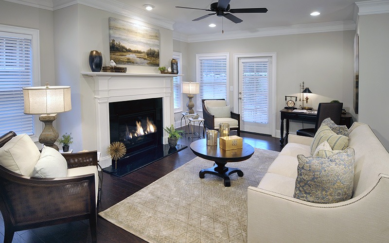 Fireplace and Seating of 1st Floor Magnolia Cottage at Sterling Estates