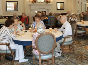 Seniors Dining inside Main Dining Room at Sterling Estates