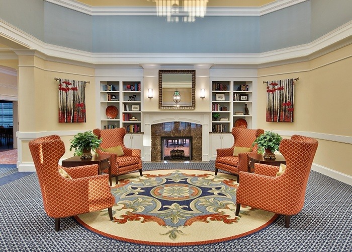 Interior View of Fireplace and Seating at Sterling Estates