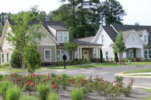 Street View of Sterling Estates Cottages with Flowers in Front