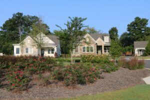 Street View of Sterling Estate Cottages with Flowers in the Front