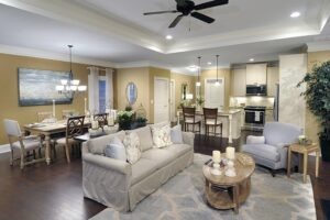 Interior View of Living Area and Kitchen