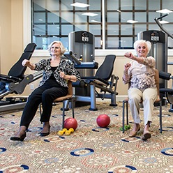 Senior Woman Doing Workout at Wellness Center