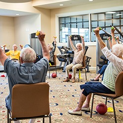Group of Seniors Doing Chair Yoga